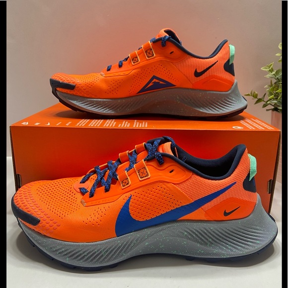 NEW Nike Pegasus Trail 3 Total Men's Running Shoes Orange/Blue Size 8, 14